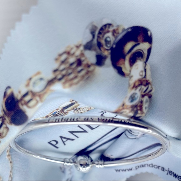 PANDORA Bangle with snowflake clasp, inscription Unique as you are, Free cloth. - Picture 3 of 3